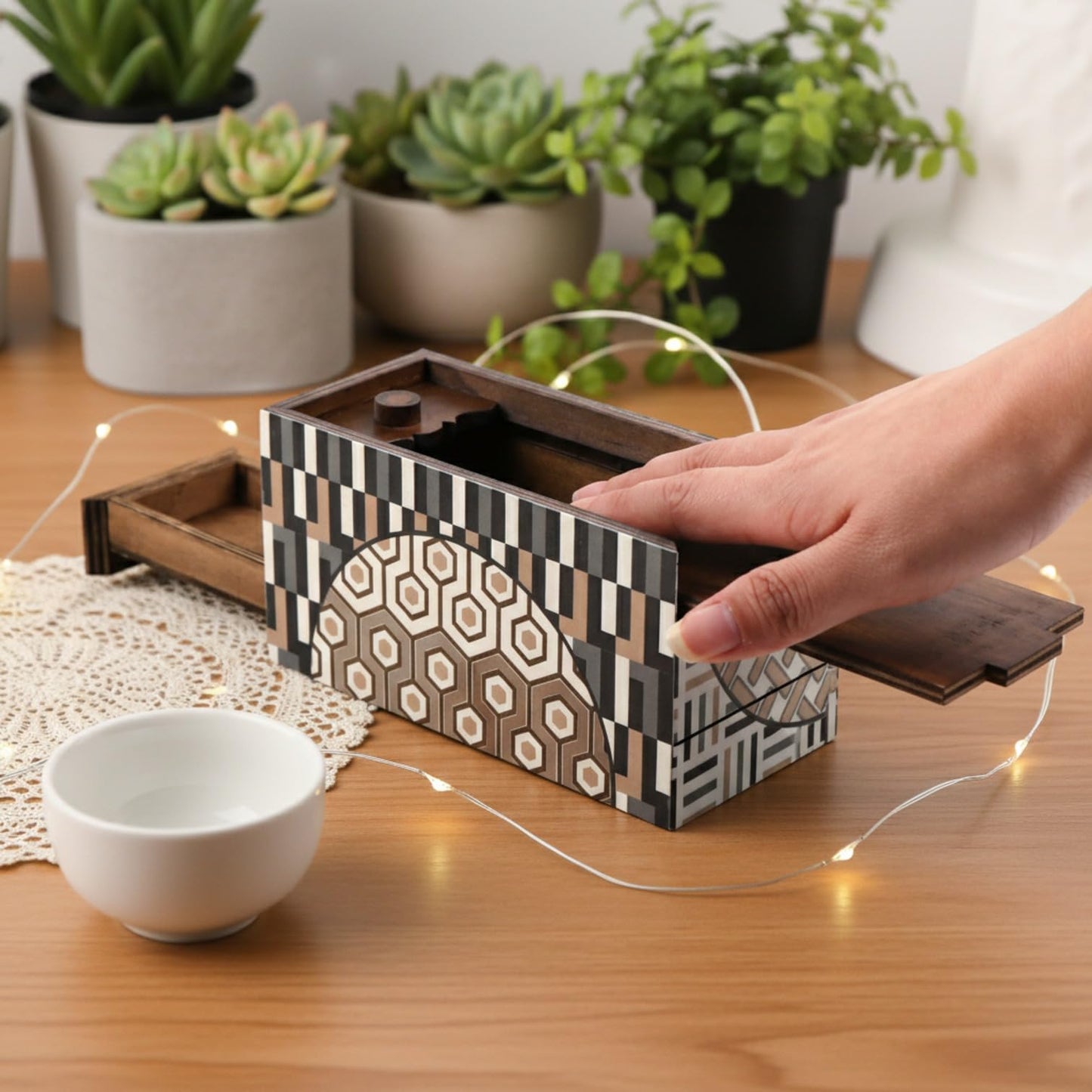 Winshare Enigma Decode Puzzle Box – Money & Gift Card Holder in Wood Trick Lock
