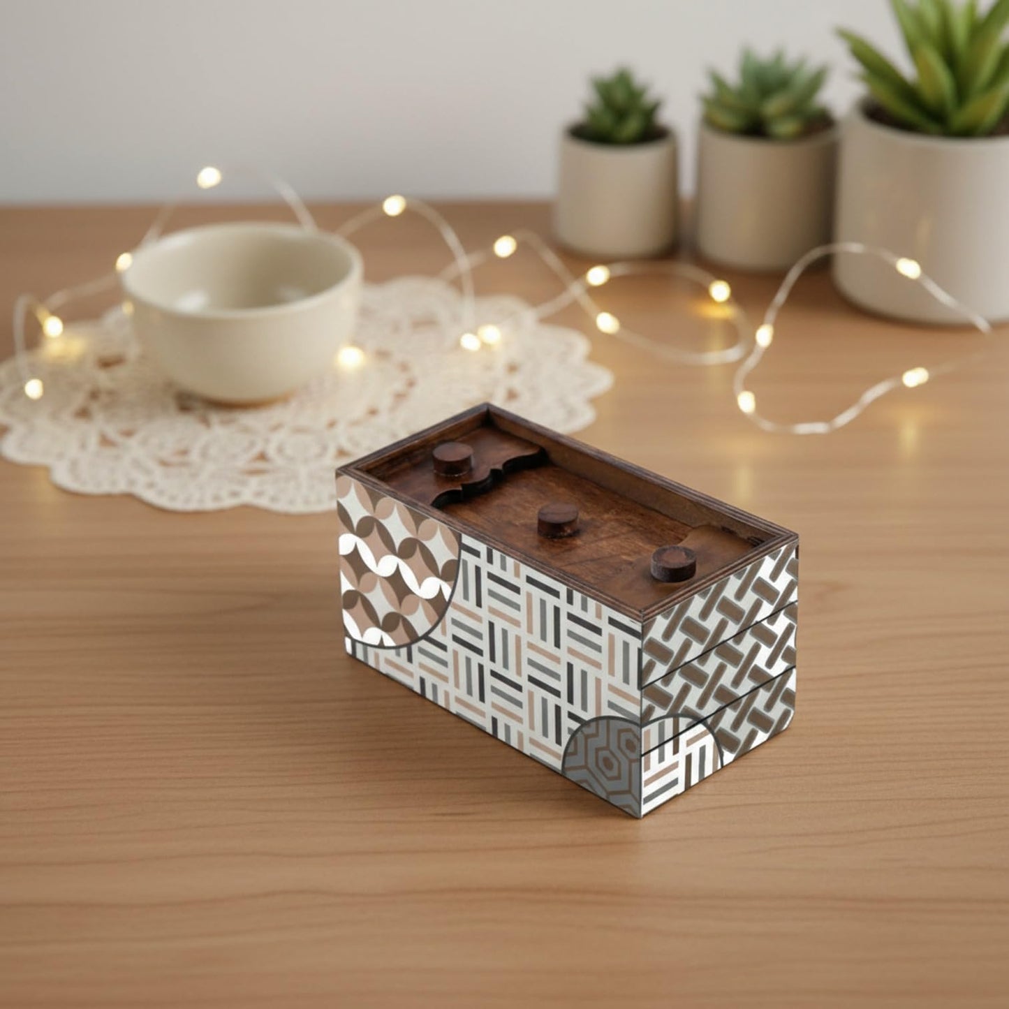 Winshare Enigma Decode Puzzle Box – Money & Gift Card Holder in Wood Trick Lock