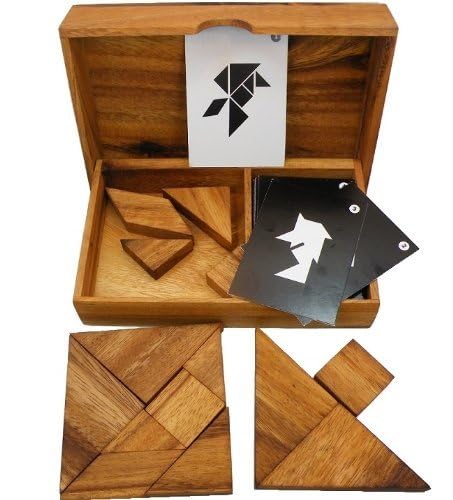 Winshare Logic Tangram Set with Play Cards – Wooden Puzzle Game