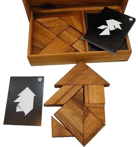 Winshare Logic Tangram Set with Play Cards – Wooden Puzzle Game