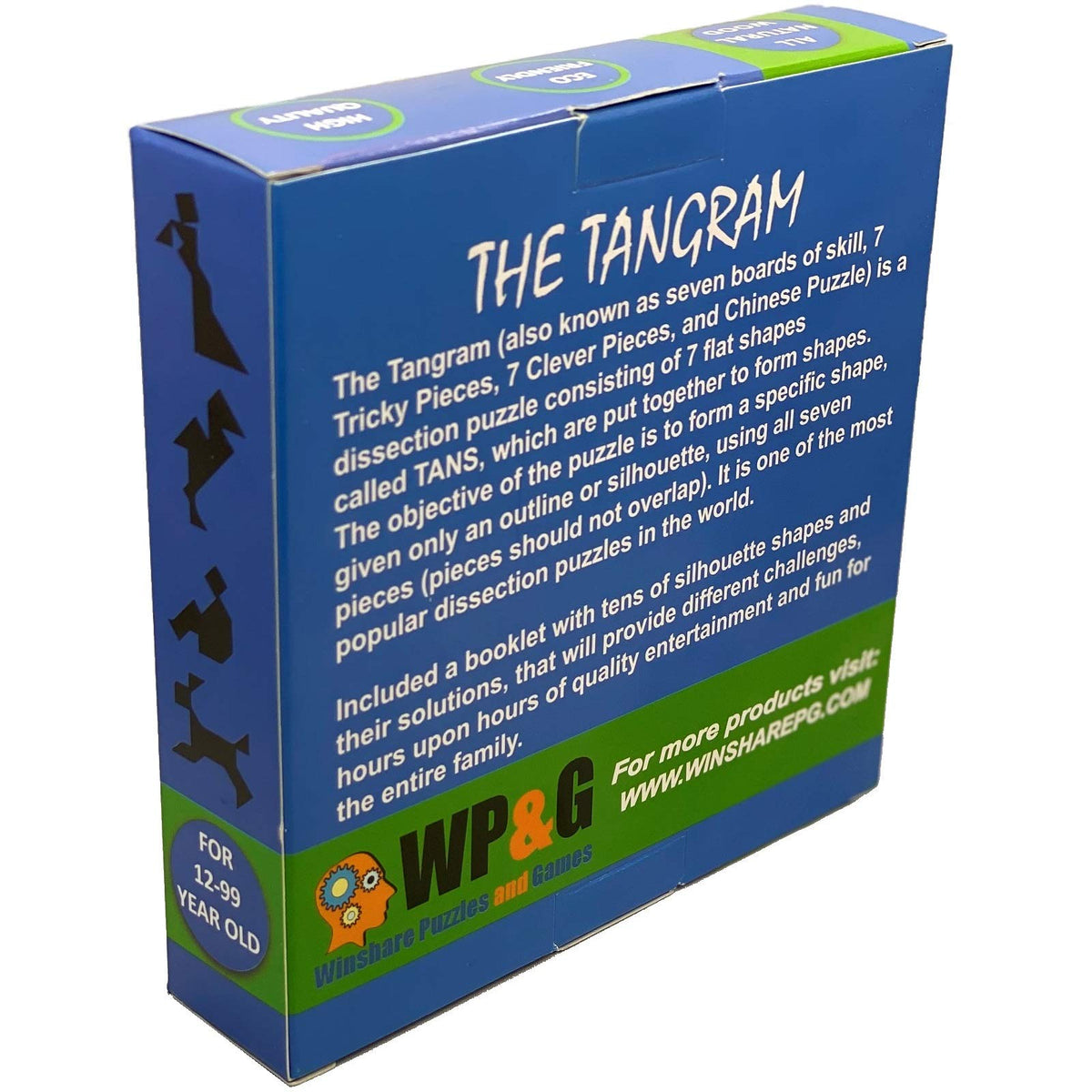 Winshare Tangram Wooden Puzzle – 7 Pieces, 48 Silhouettes, 20-Page Challenge Booklet