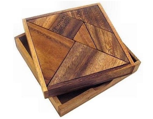 Winshare Tangram Wooden Puzzle – 7 Pieces, 48 Silhouettes, 20-Page Challenge Booklet