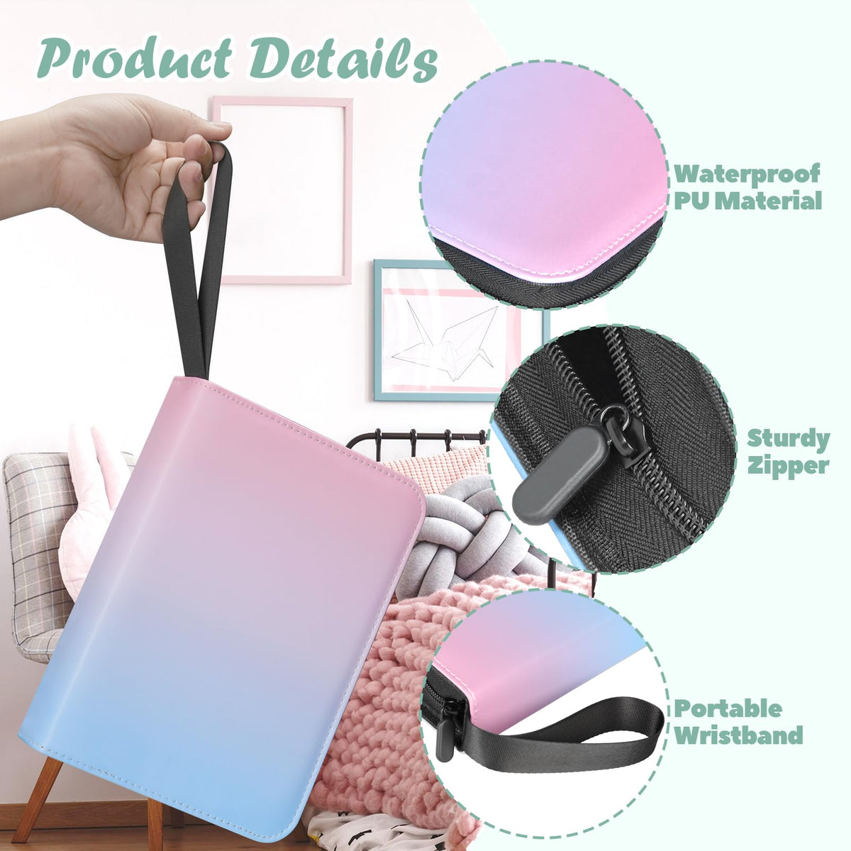 Winsing Card Binder 4-Pocket: 400 Card Holder for Photocards, Pink