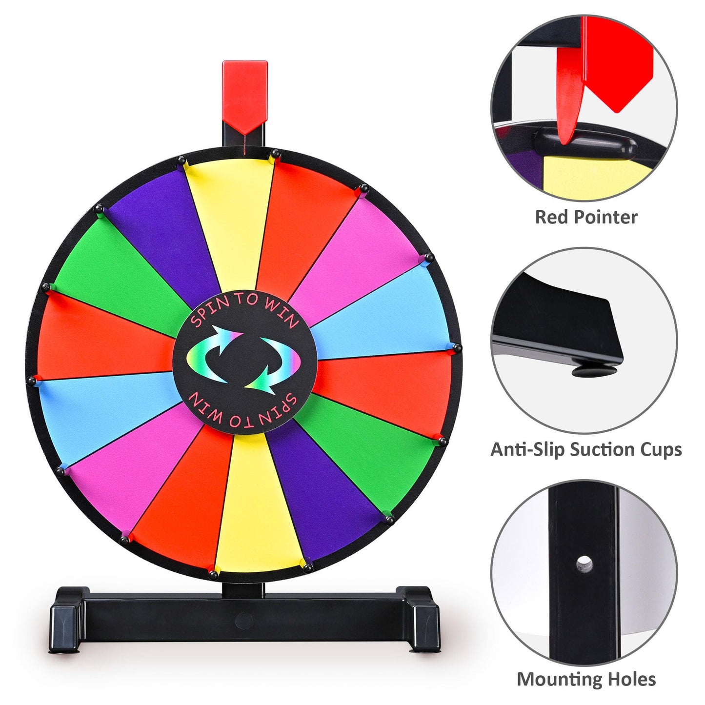 WinSpin 12in Prize Wheel Tabletop – 14-Slot Editable Spinning Wheel for Promotions, Tradeshows & Events