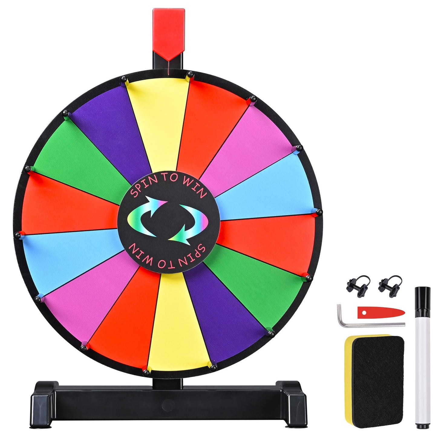 WinSpin 12in Prize Wheel Tabletop – 14-Slot Editable Spinning Wheel for Promotions, Tradeshows & Events