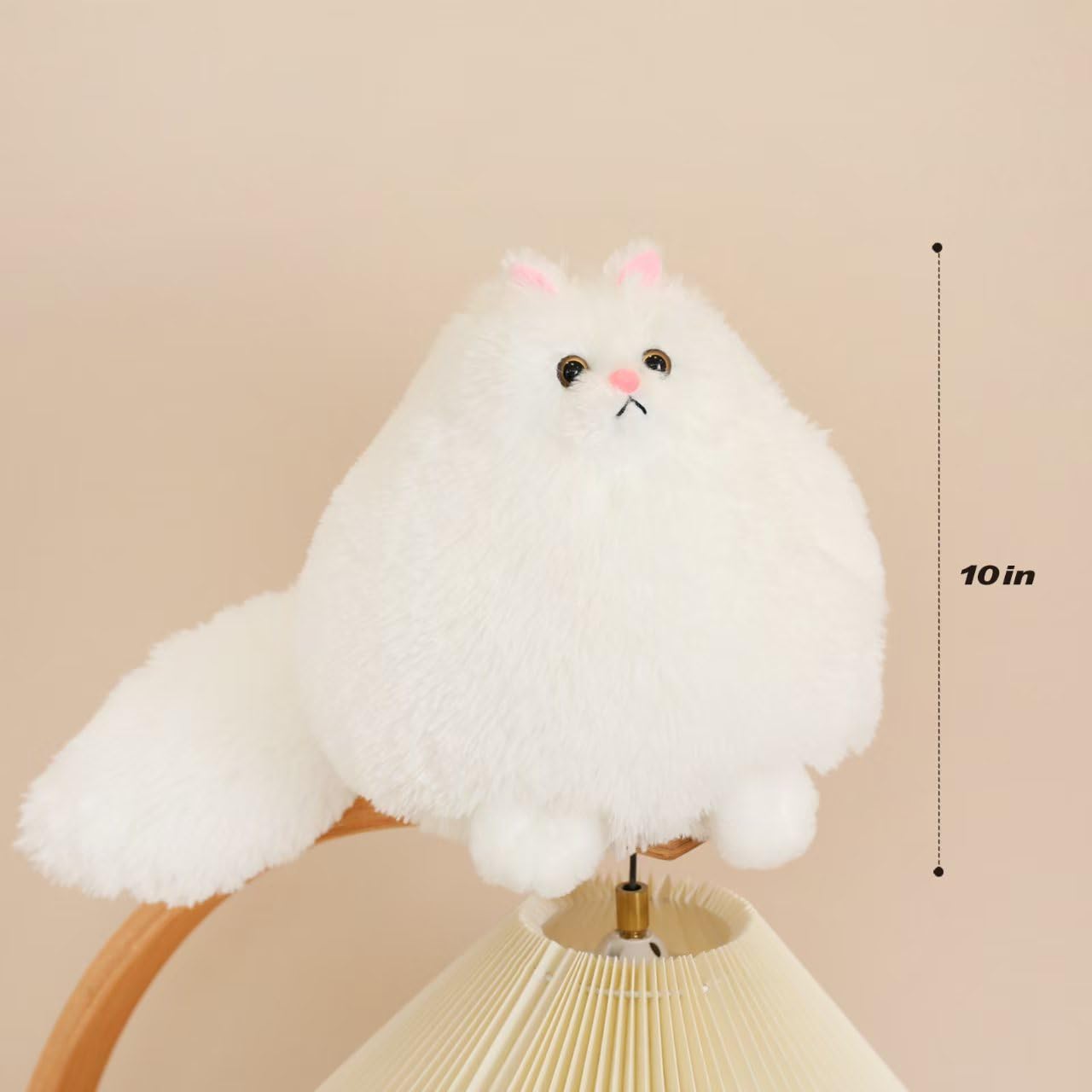 Winsterch White Fat Cat Stuffed Animal – 10-Inch Plush Cat Toy for Kids, Soft & Cuddly
