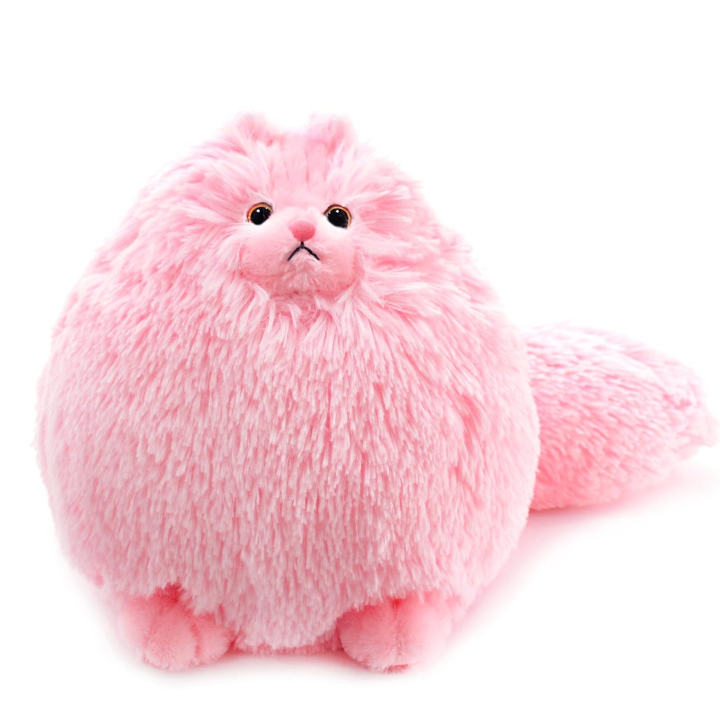 Winsterch Pink Cat Plush Toy — Soft Stuffed Cat for Kids, 9.5 x 7.5 x 10 in