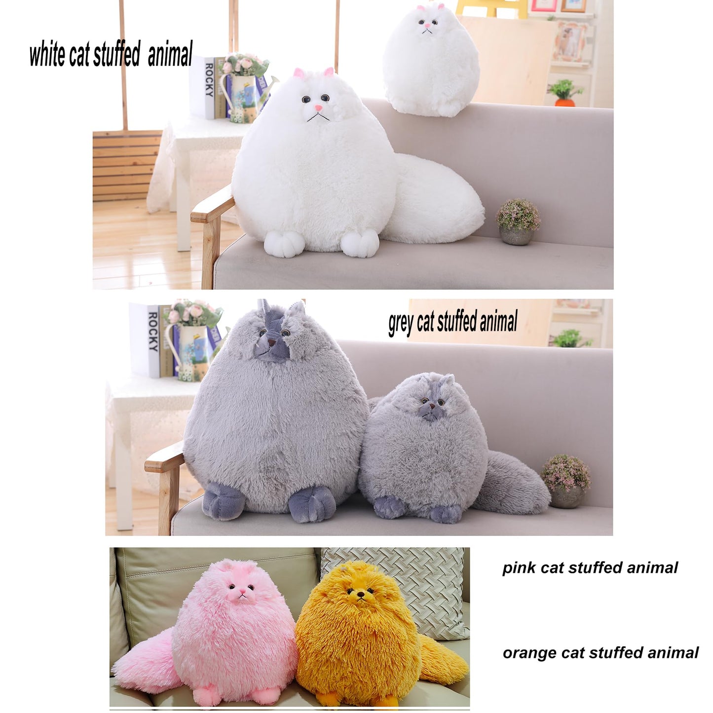 Winsterch Gray Stuffed Cat Plush – 10-Inch Cute Soft Plush Toy for Kids