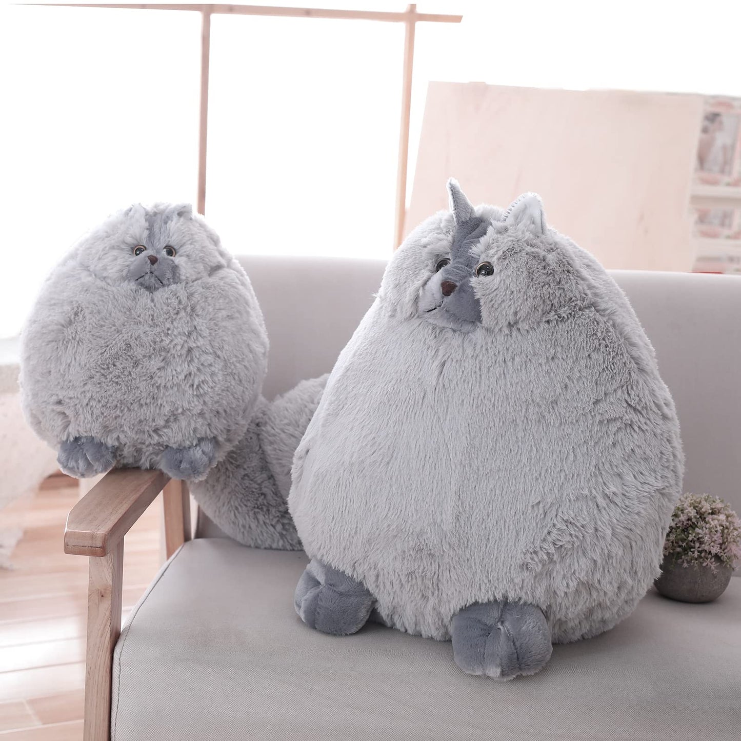Winsterch Gray Stuffed Cat Plush – 10-Inch Cute Soft Plush Toy for Kids