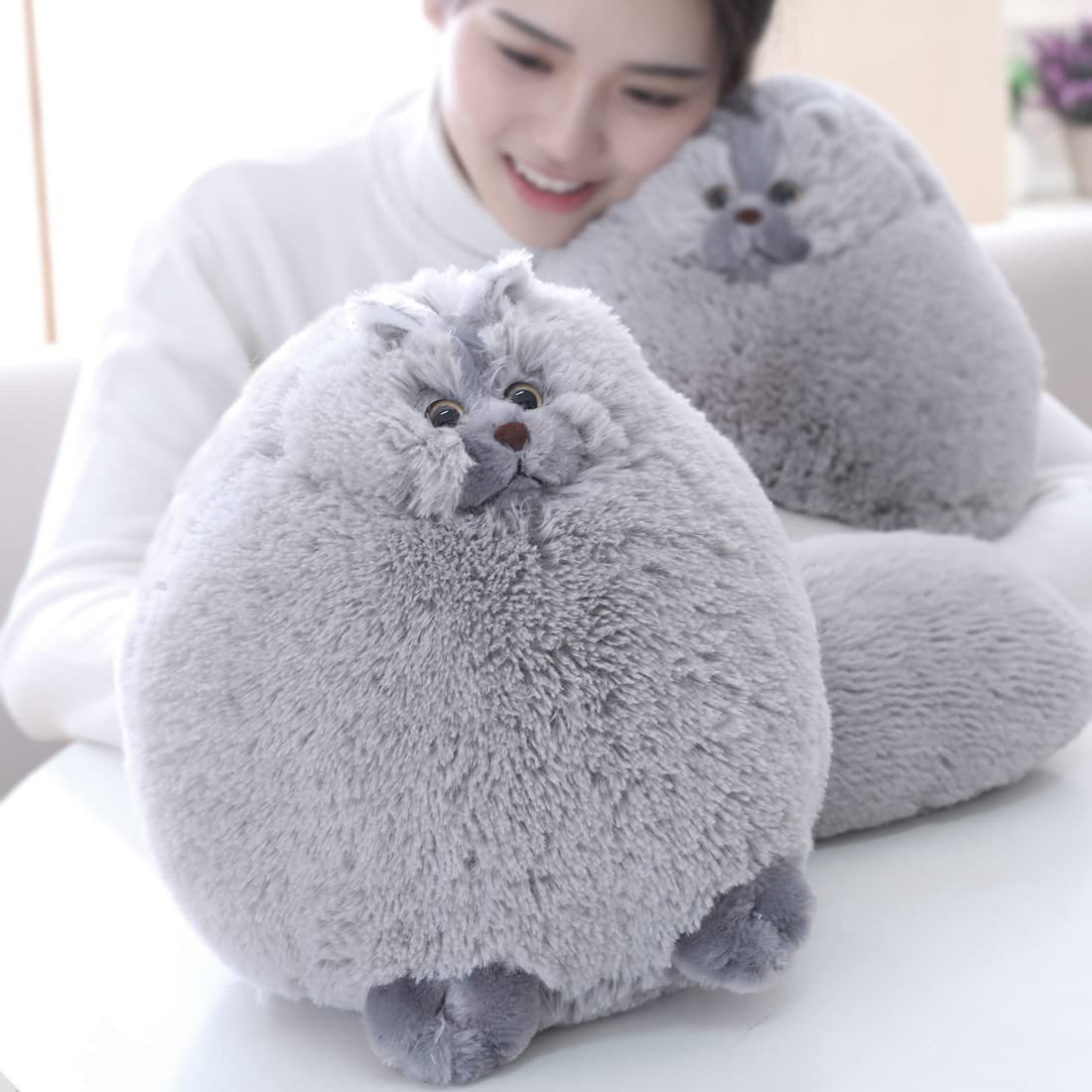 Winsterch Gray Stuffed Cat Plush – 10-Inch Cute Soft Plush Toy for Kids