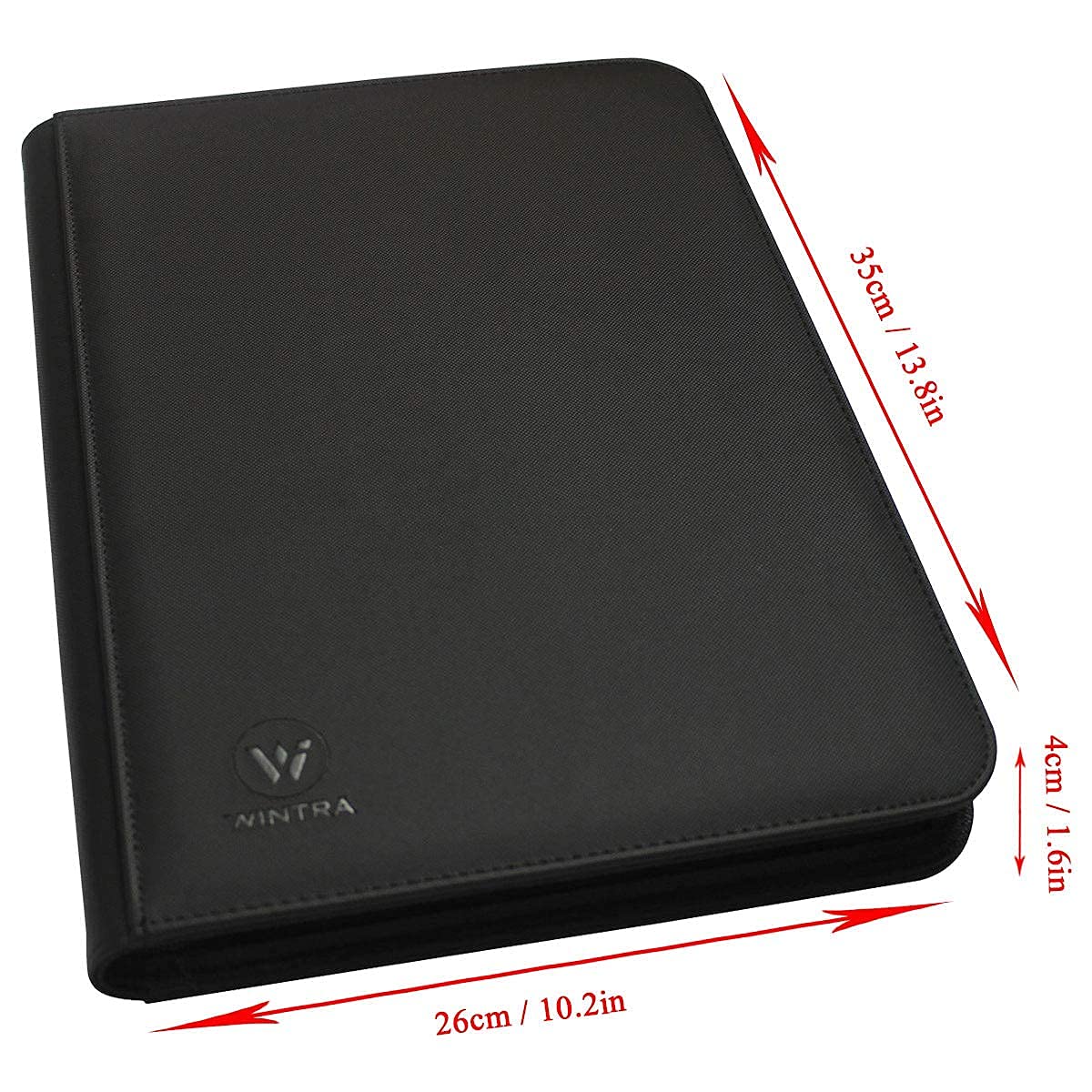 WINTRA Premium 360-Pocket Card Binder | 9-Pocket Side-Loading, Zippered, PU Leather