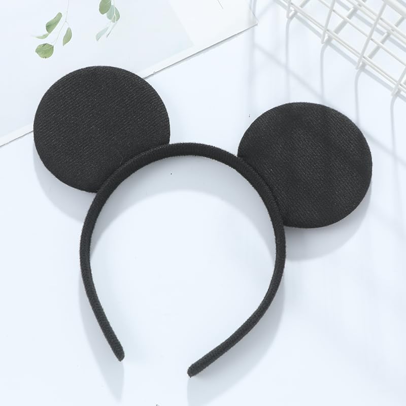 Winvin 24-Pack Mouse Ear Headbands – Deluxe Blue Polka Dot Fabric with Bow