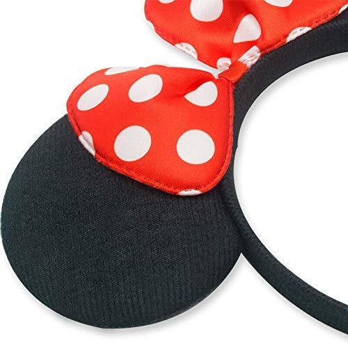 Winvin 24-Piece Mouse Deluxe Ears Headband Set – Black & Red Bow Party Favors