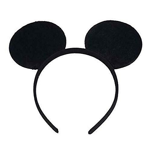 Winvin Set of 24 Mouse Deluxe Ears Headbands – Plush Fabric Costume Accessories for Parties (Black)