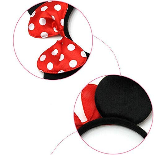 Winvin 24-Piece Mouse Deluxe Ears Headband Set – Black & Red Bow Party Favors