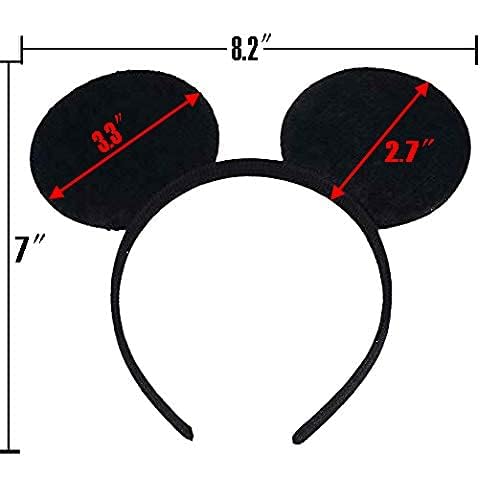 Winvin 24-Pack Mouse Ear Headbands – Deluxe Blue Polka Dot Fabric with Bow