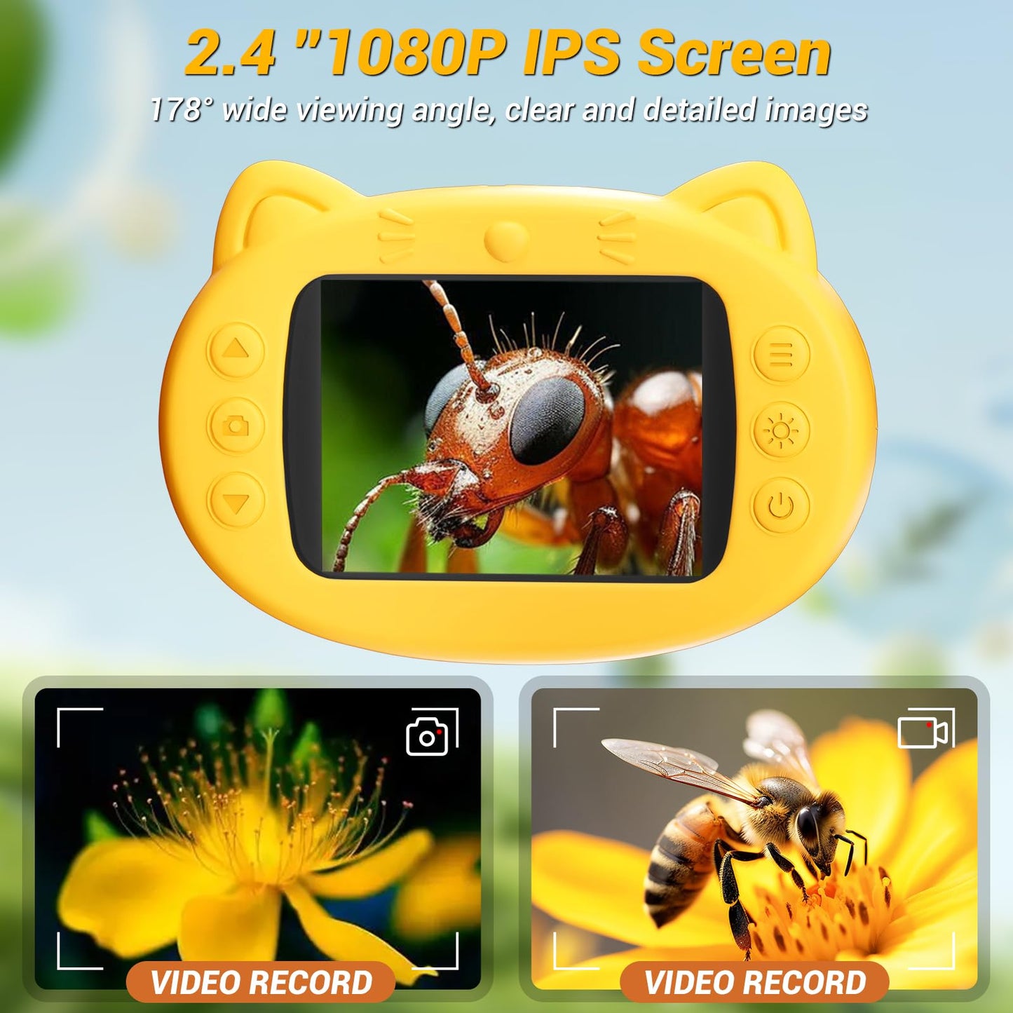 WINWEND 2.4-Inch Screen Pocket Microscope – 50X-1000X, 1080P HD, Portable STEM Toy (Orange)