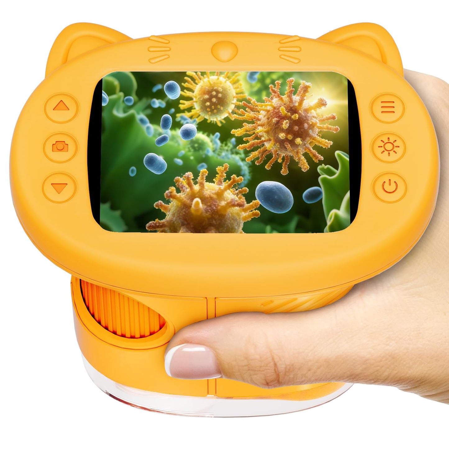 WINWEND 2.4-Inch Screen Pocket Microscope – 50X-1000X, 1080P HD, Portable STEM Toy (Orange)