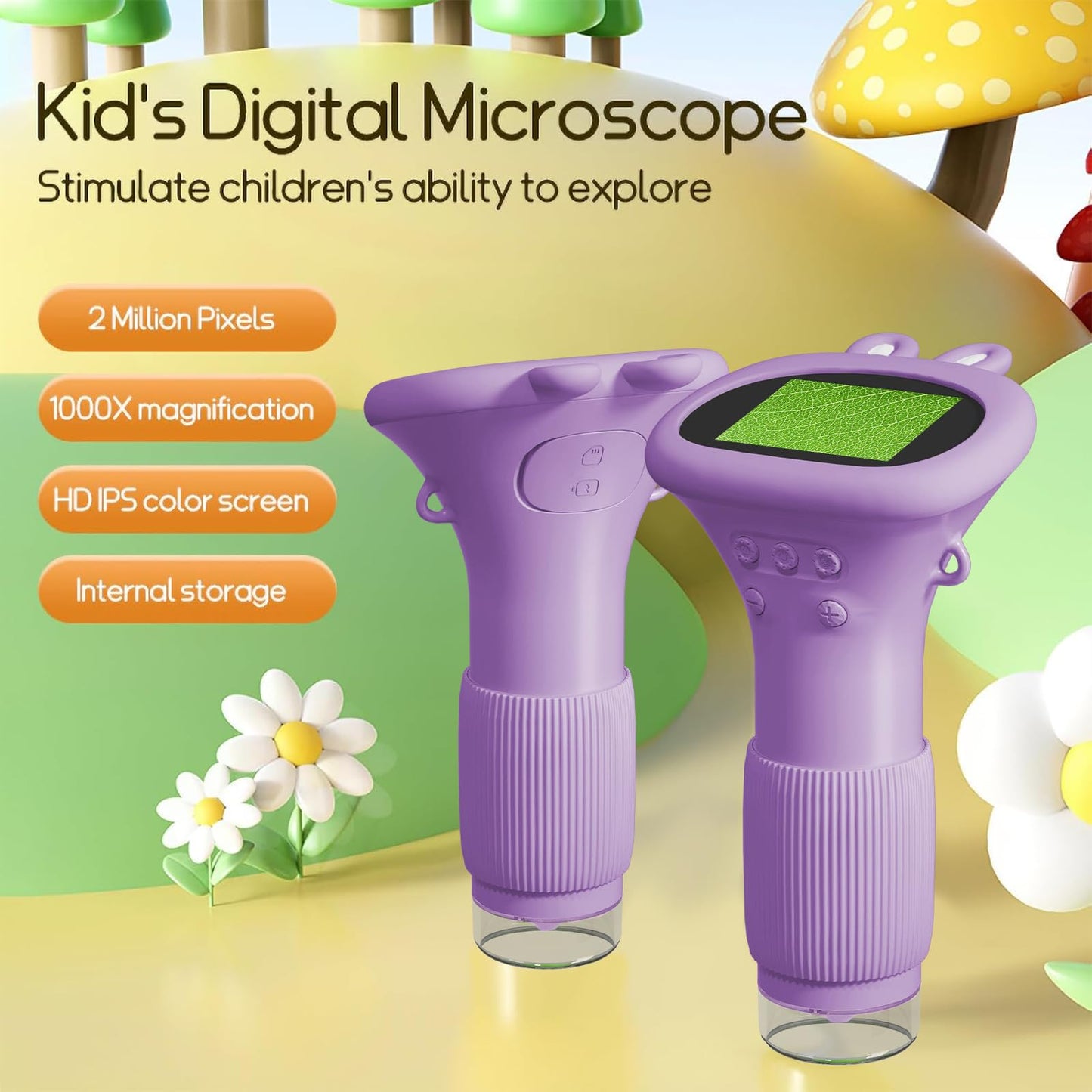 WINWEND Kids Microscope Pocket 1000x – Portable Digital Microscope for Ages 3-10