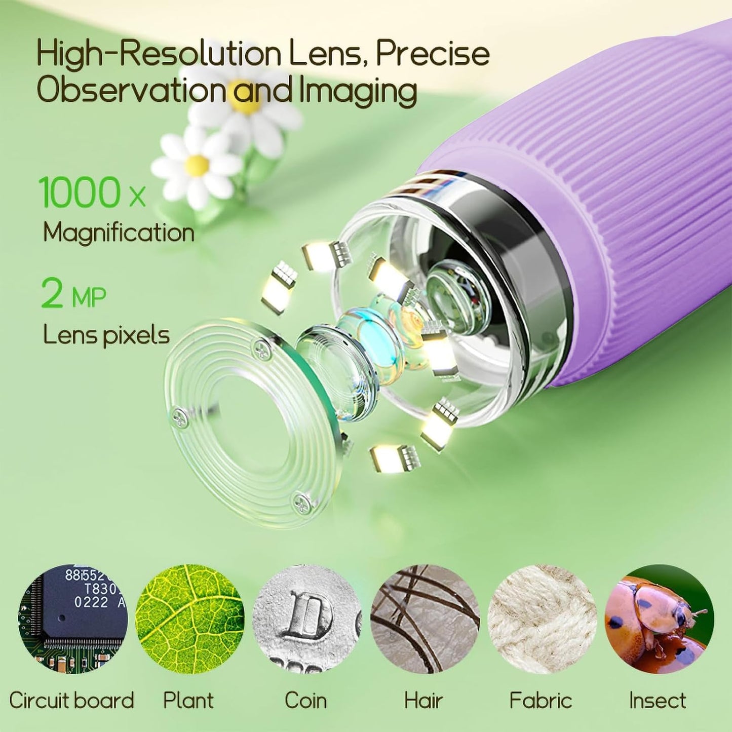 WINWEND Kids Microscope Pocket 1000x – Portable Digital Microscope for Ages 3-10