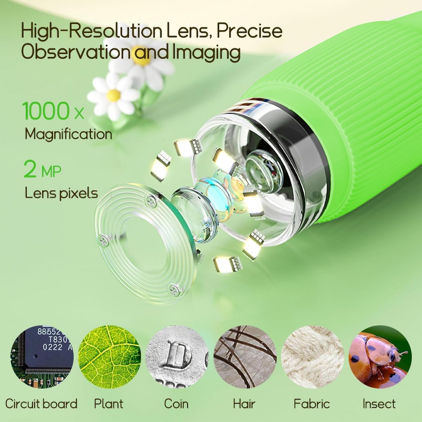 WINWEND Kids Pocket Microscope – 1000X Portable Digital Mini Microscope