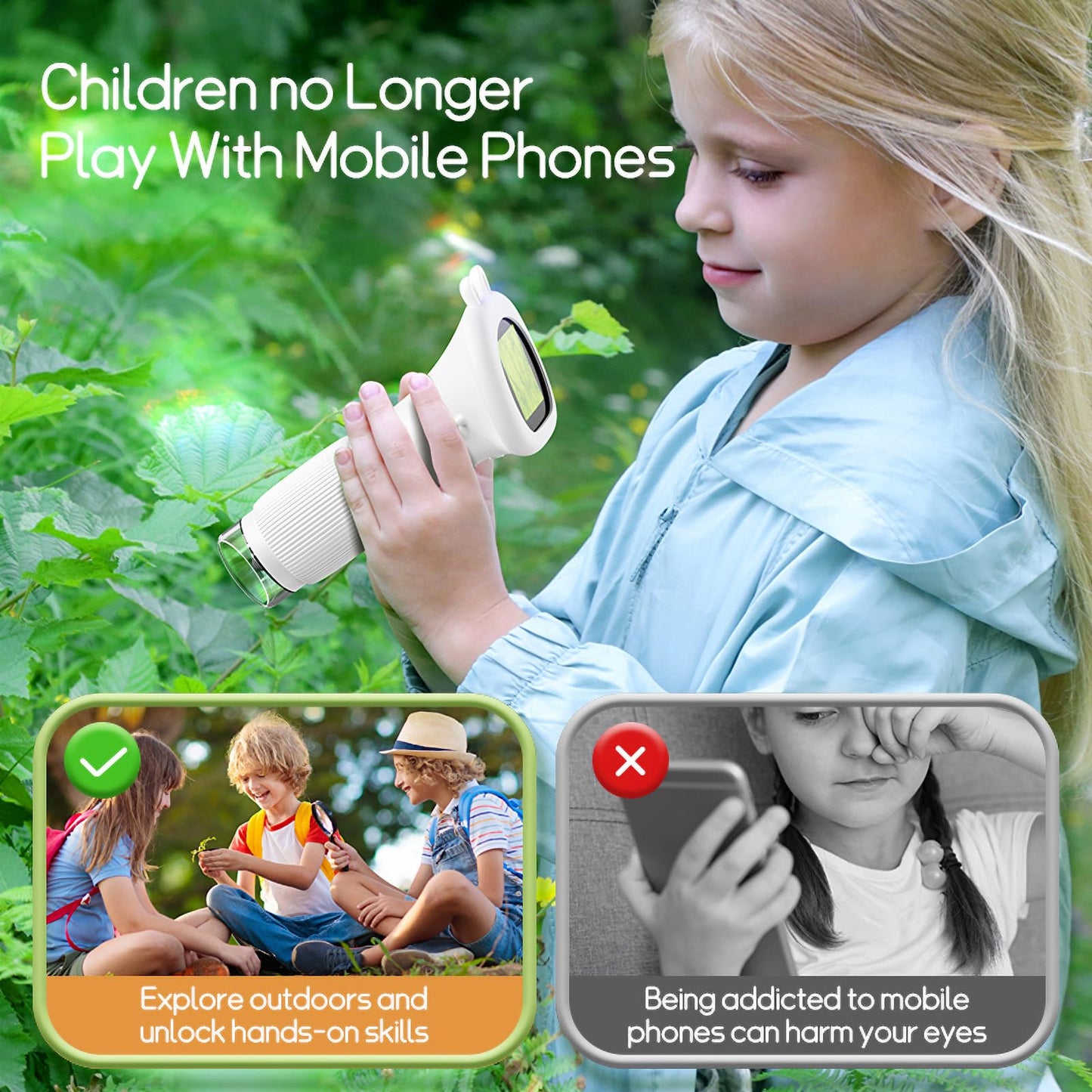 WINWEND Kids Microscope — Portable Handheld Digital Microscope 100x-1000x, 8 LED Lights, 400-Photo Storage