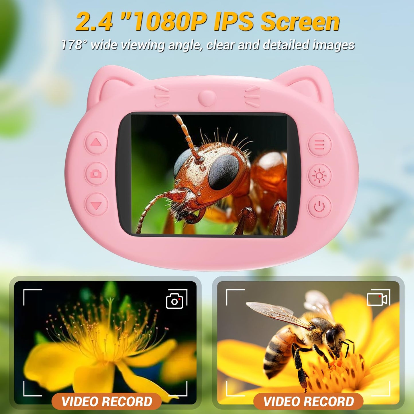 WINWEND 2.4-Inch Pocket Kids Microscope — 1000X Handheld STEM Camera, 1080P Screen