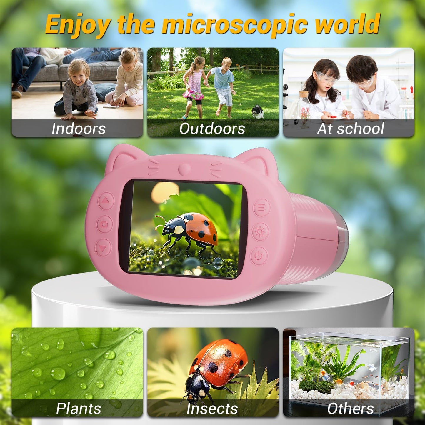 WINWEND 2.4-Inch Pocket Kids Microscope — 1000X Handheld STEM Camera, 1080P Screen