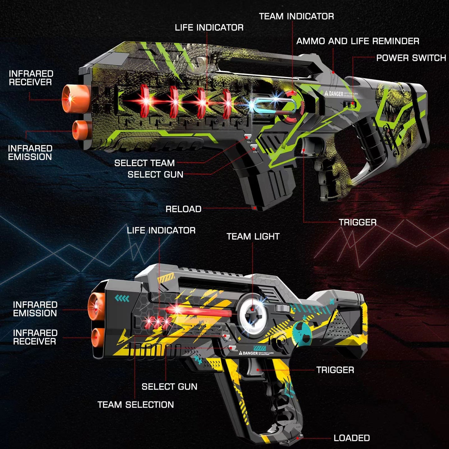Winyea Tag Laser Tag Set 4 Gun & Vest – Outdoor Family Game for 8+