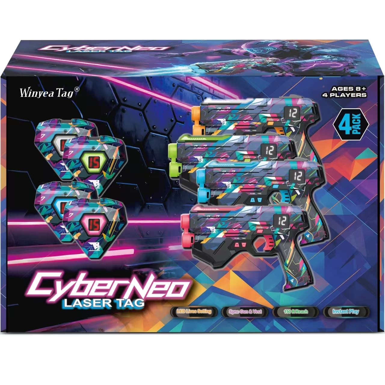 Winyea Tag Laser Tag Guns – 4-Pack for Kids, Teens & Adults