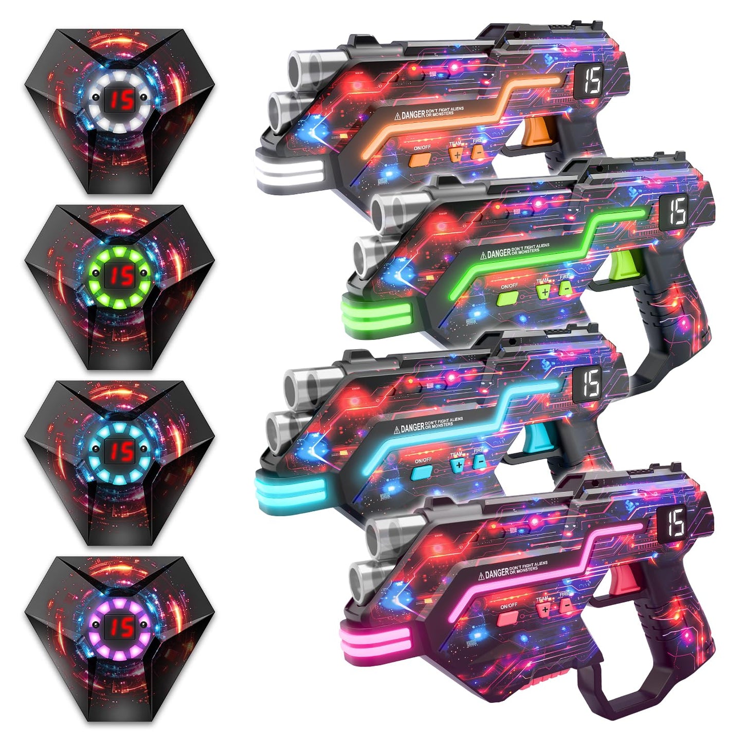 Winyea Tag Laser Tag Guns Set of 4 – LED Vest, Dynamic Barrel, 150ft Range
