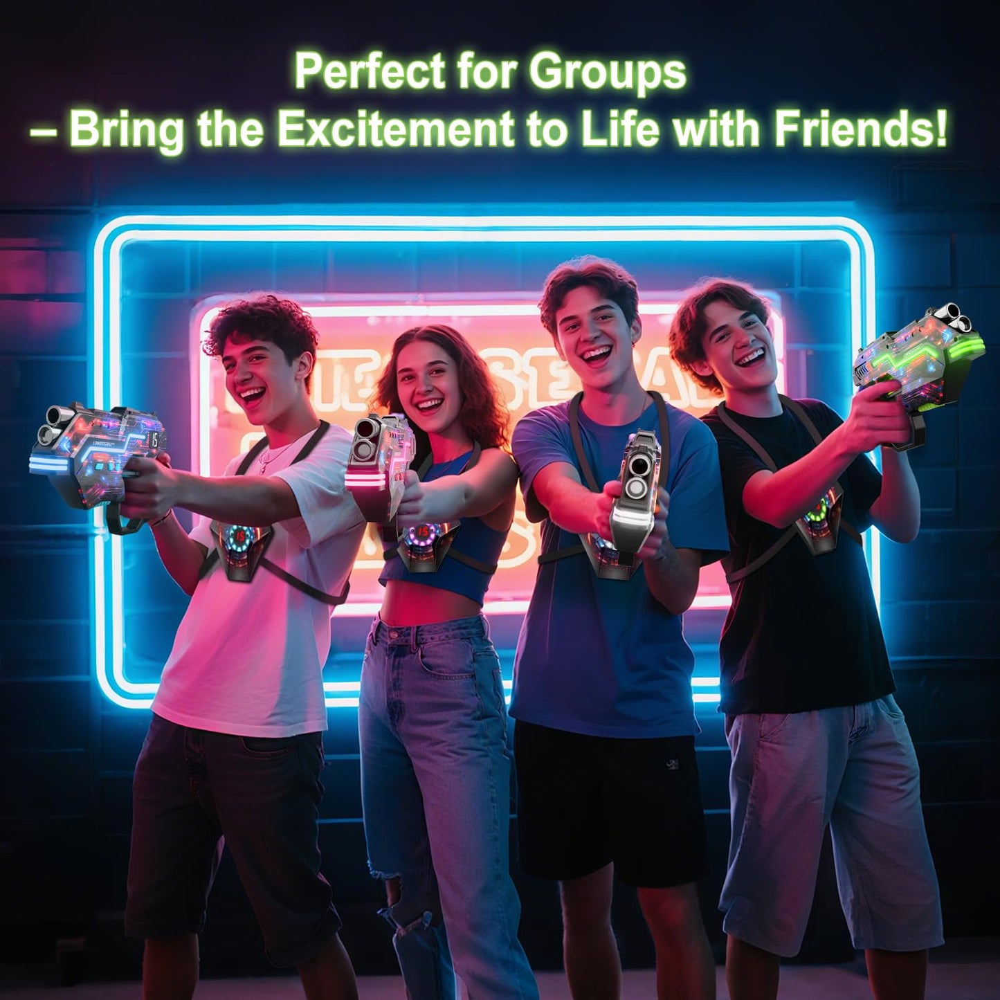Winyea Tag Laser Tag Guns Set of 4 – LED Vest, Dynamic Barrel, 150ft Range
