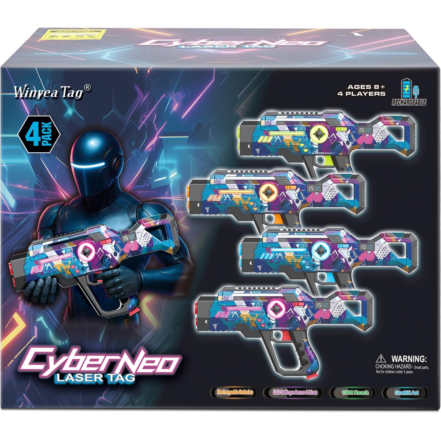 Rechargeable Laser Tag Guns Set of 4 | Winyea Tag Lazer Tag for Kids, Teens & Adults