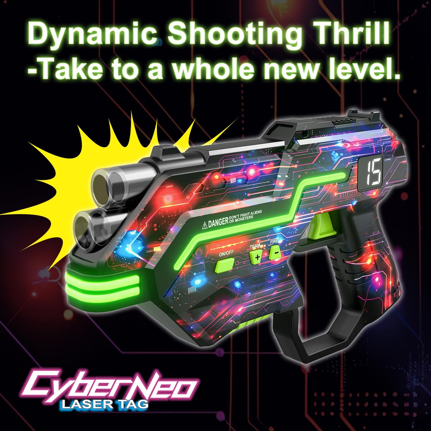 Winyea Tag Laser Tag Guns Set of 4 – LED Vest, Dynamic Barrel, 150ft Range