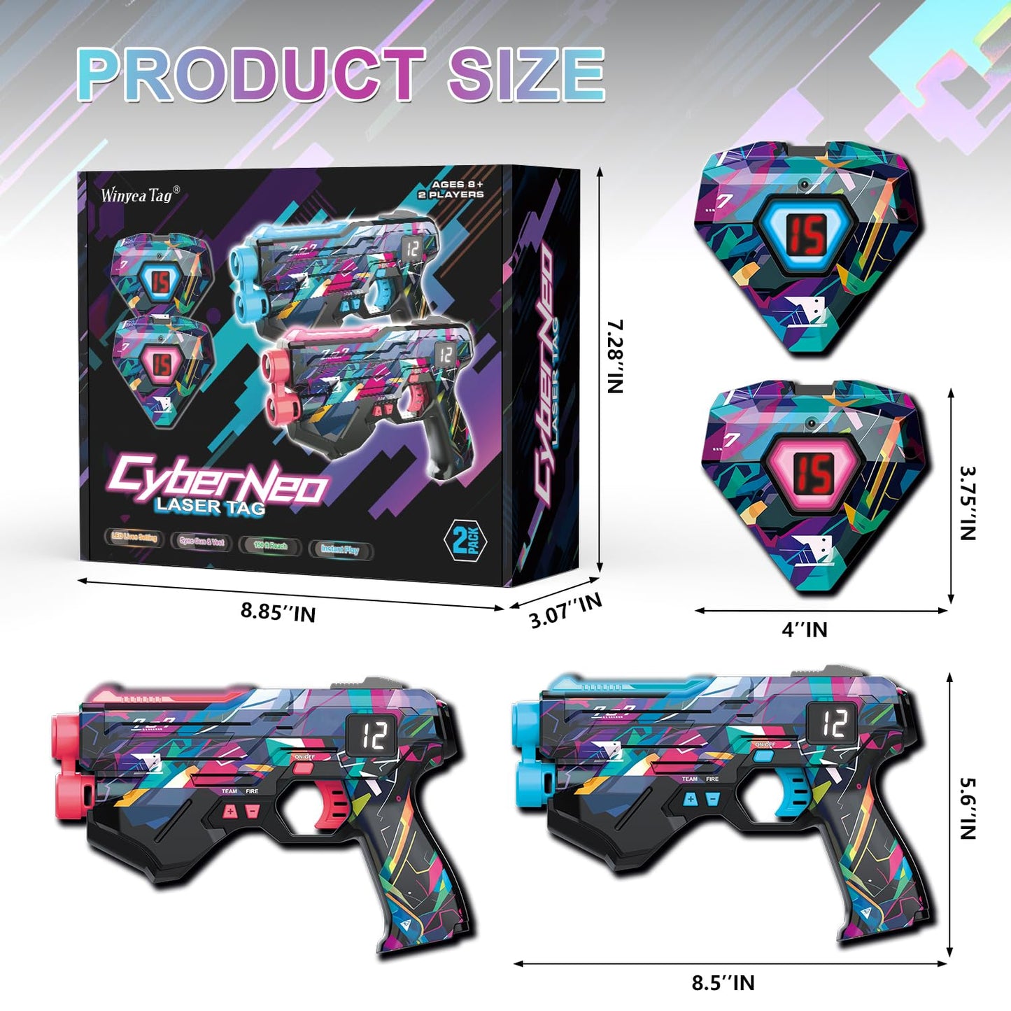 Winyea Tag Laser Tag Guns with Vests Set of 2 – Wired, Real-Time Sync for Kids, Teens & Adults