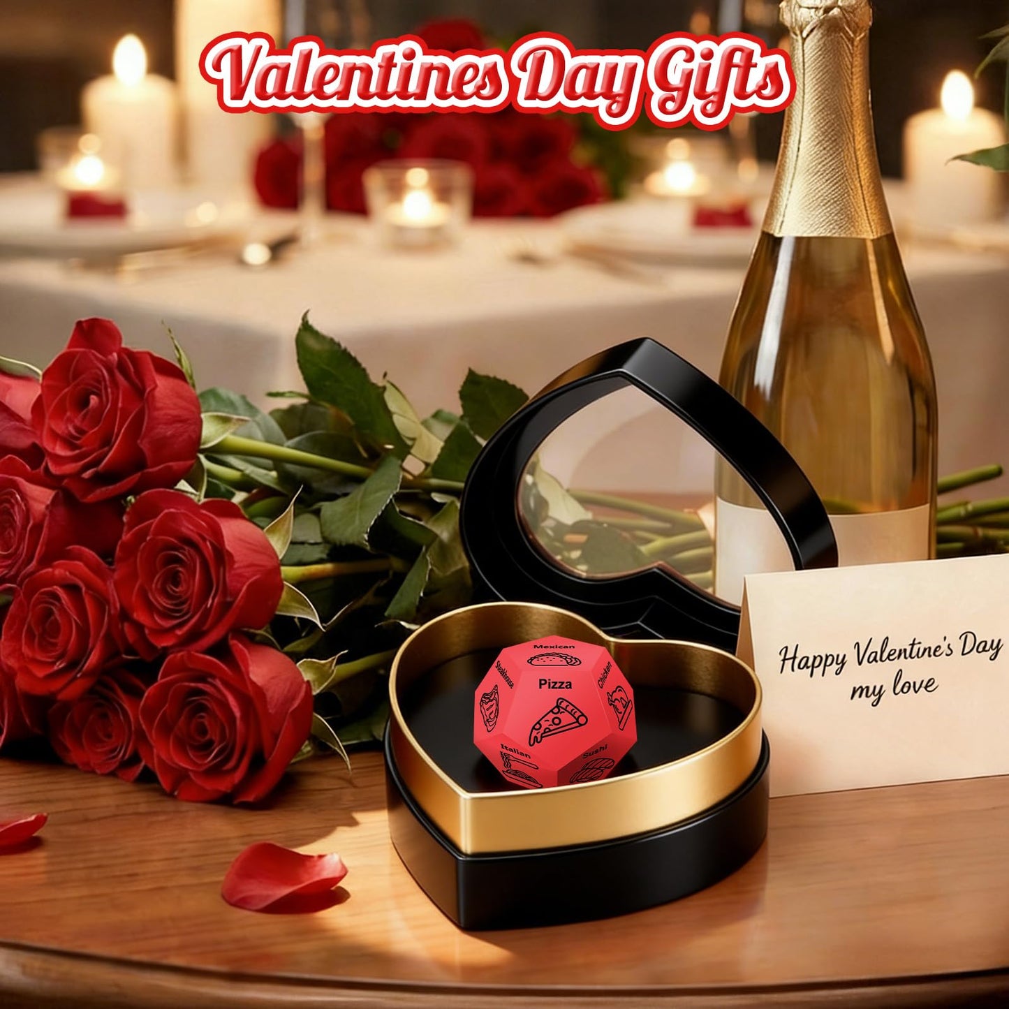 Winzwon Date Night Food Dice — Valentines & Galentines Gifts for Couples