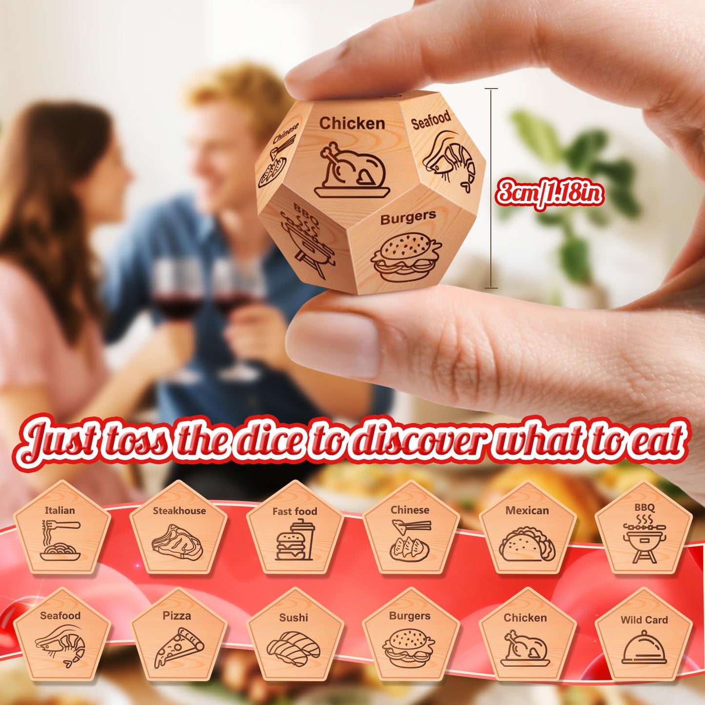 Winzwon Date Night Food Decision Dice – Valentines Gifts for Couples