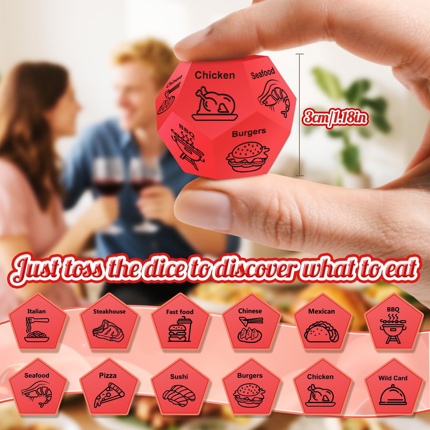Winzwon Date Night Food Dice — Valentines & Galentines Gifts for Couples