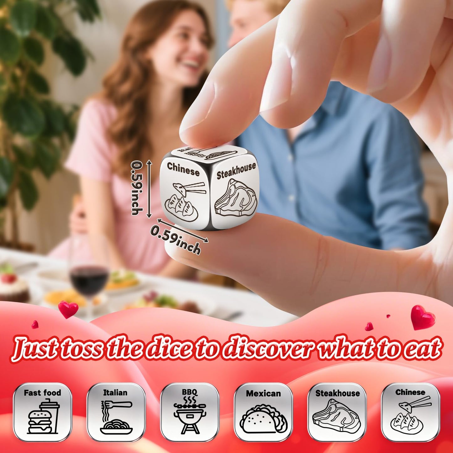 Winzwon Valentines Day Gifts for Him & Her | Funny Date Night Food Dice for Couples