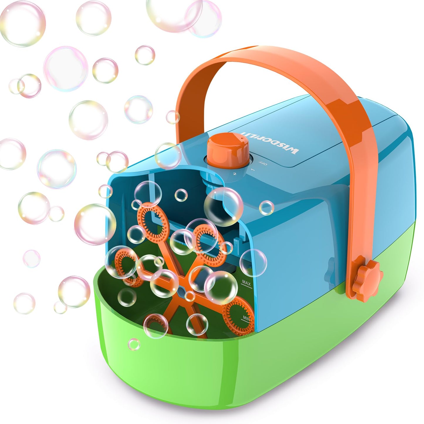 Wisdomlit Bubble Machine 3-in-1 | 3 Wheels, 2 Speeds, Indoor/Outdoor Bubble Maker