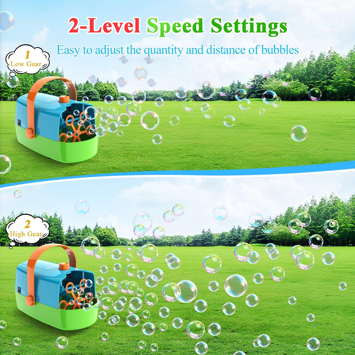 Wisdomlit Bubble Machine 3-in-1 | 3 Wheels, 2 Speeds, Indoor/Outdoor Bubble Maker