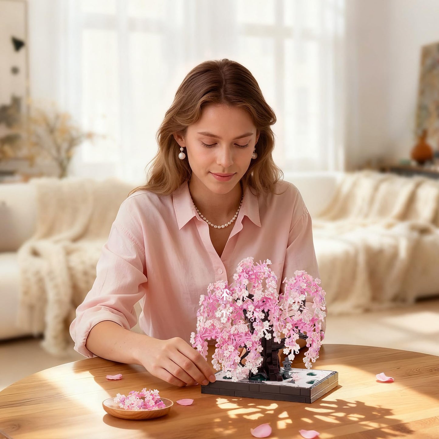 Wise Block Cherry Blossom Tree Building Set – 930-Piece Adult Zen Garden Kit for Home Decor