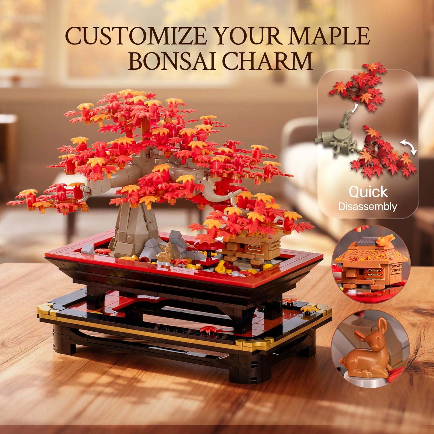 Wise Block Japanese Red Maple Bonsai Tree Building Toy Set for Adults – 900 Pcs | Seren Collection