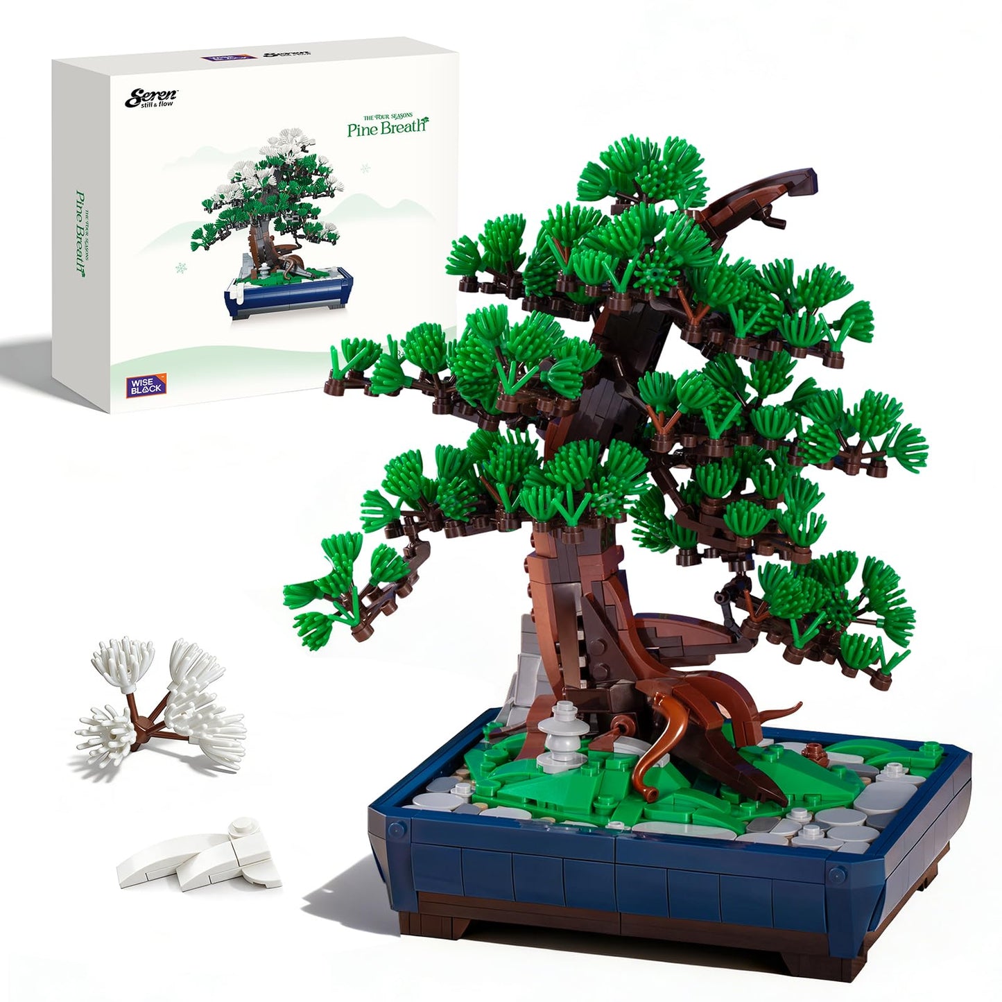 Wise Block Botanicals Pine Bonsai Tree Building Set – 2-in-1 DIY Home Decor for Adults (953 Pieces)