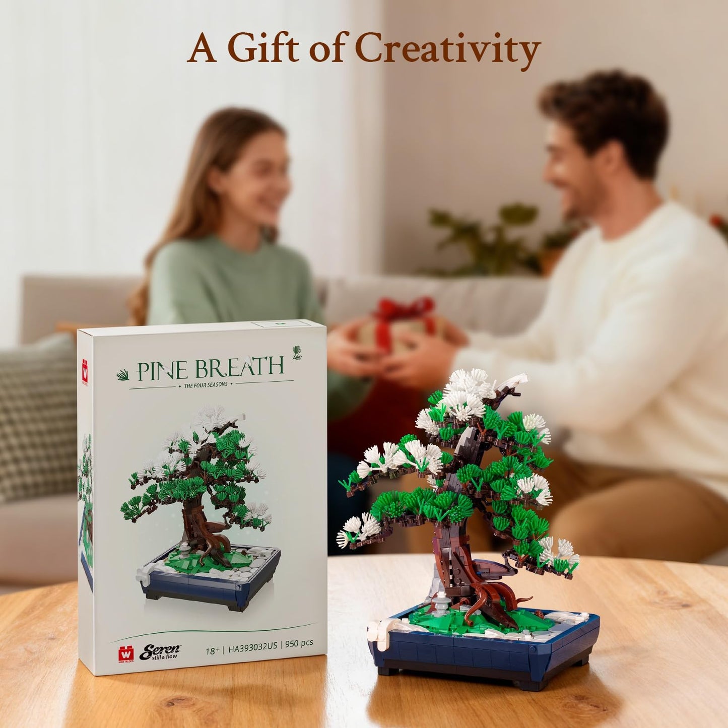 Wise Block Botanicals Pine Bonsai Tree Building Set – 2-in-1 DIY Home Decor for Adults (953 Pieces)