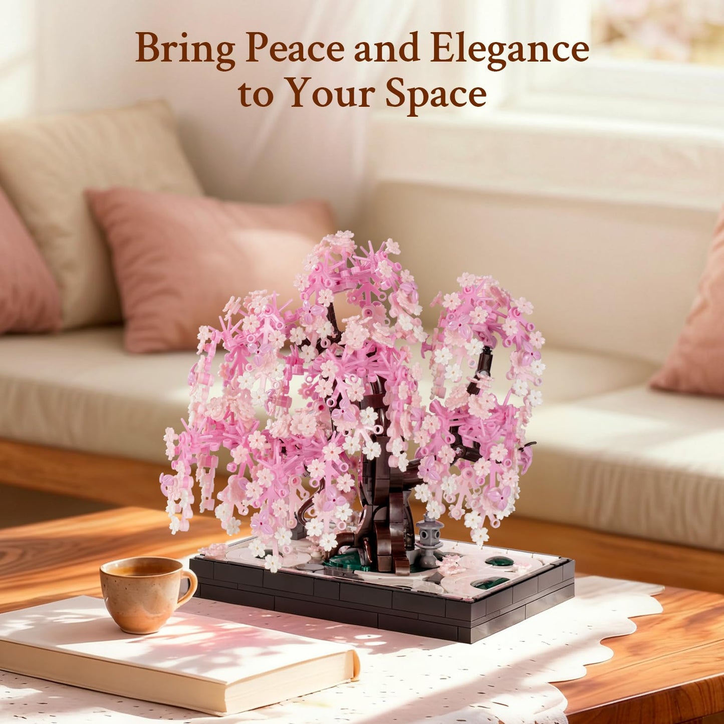 Wise Block Cherry Blossom Tree Building Set – 930-Piece Adult Zen Garden Kit for Home Decor