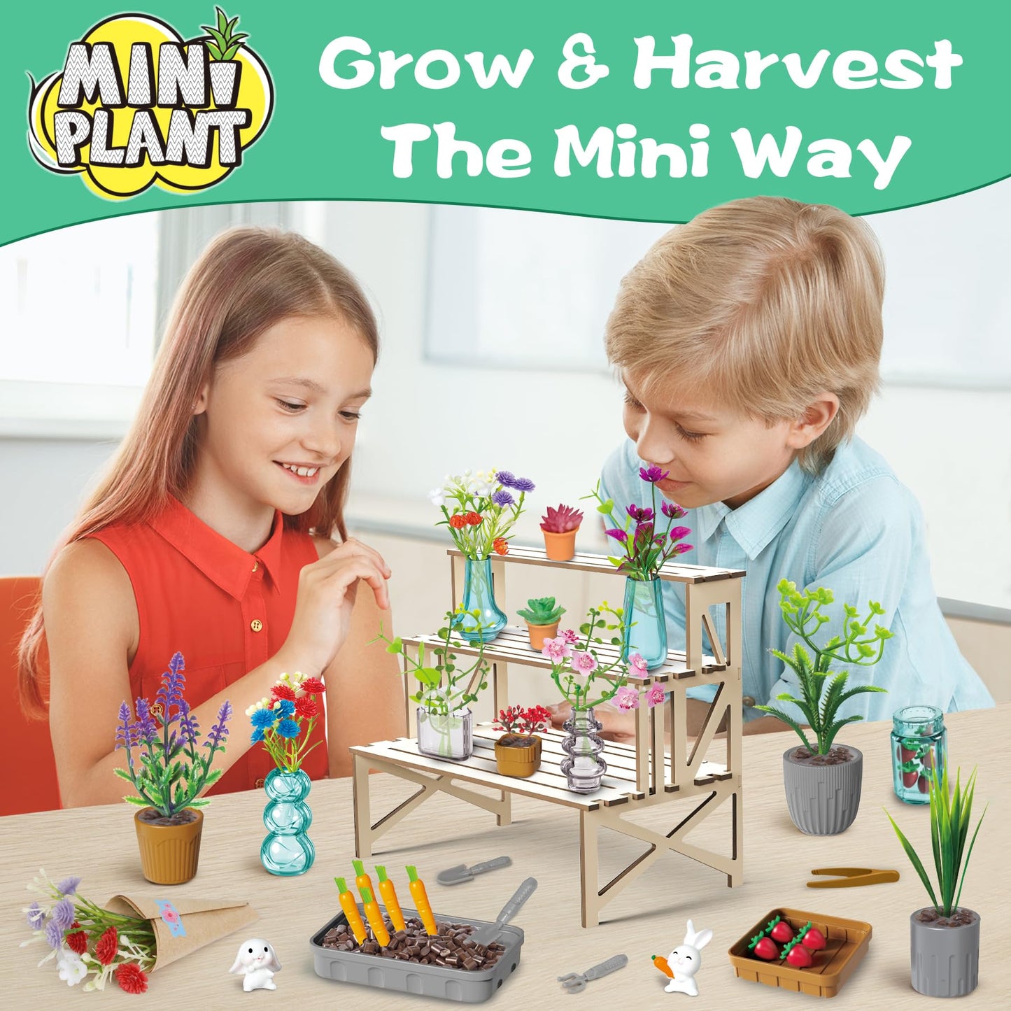WishaLife 70 PCS Make It Miniature Garden Set – Mini Plants & Bouquets