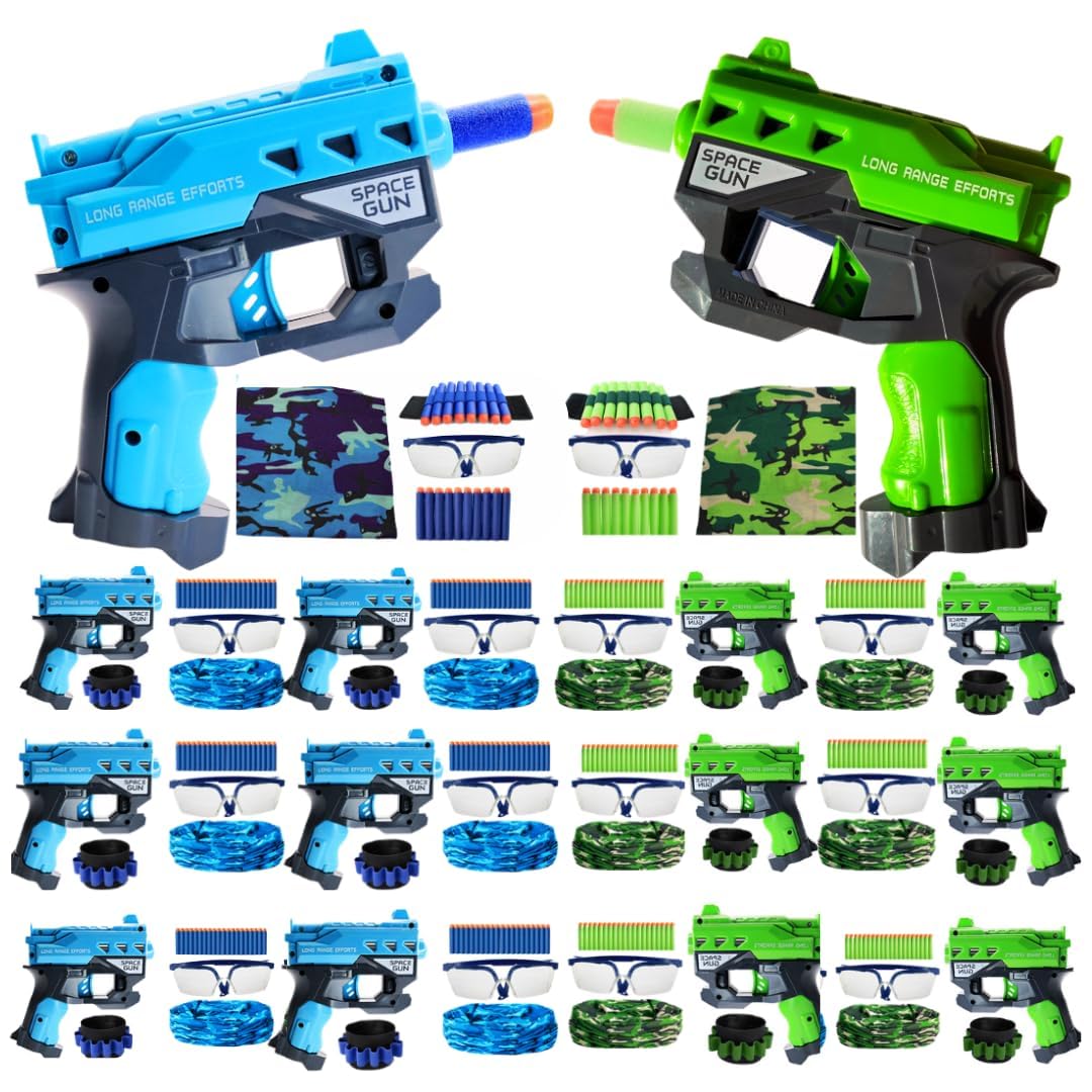 Wishery Nerf Party Supplies — 12 Sets for Boys Birthday War Bulk Pack