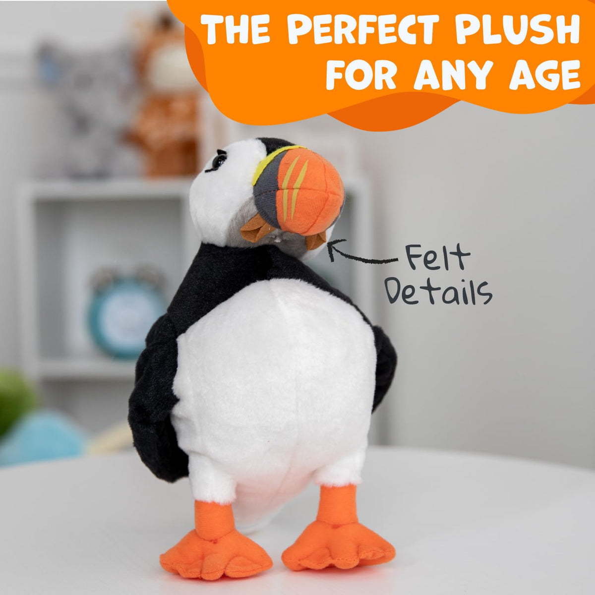 Wishpets 10-inch Black and White Puffin Plush Toy - Soft Cuddly Companion | WISHPETS
