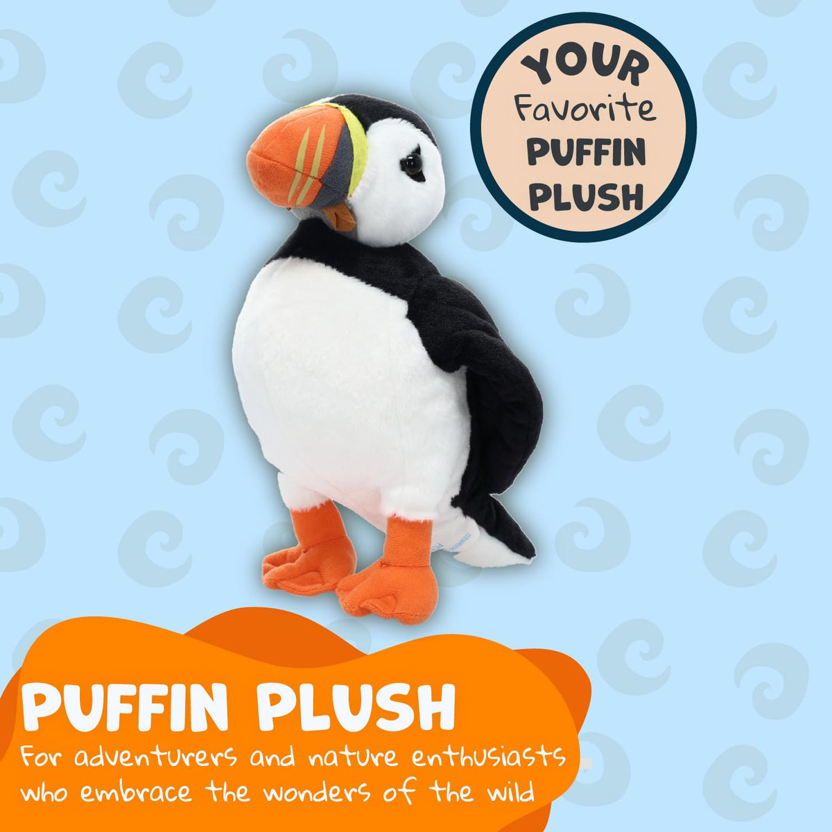 Wishpets 10-inch Black and White Puffin Plush Toy - Soft Cuddly Companion | WISHPETS
